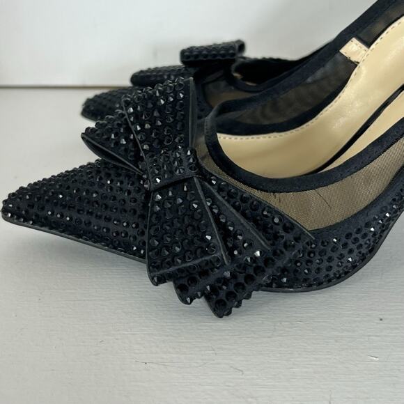 Jessica Simpson Heels Women's Size 8M Black Raynne Sequin Pump Bow Accent - Picture 11 of 14
